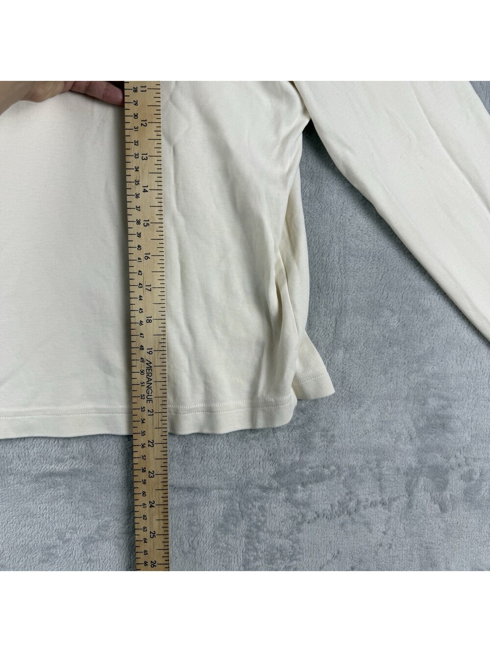 COS Women Medium Cream Long Sleeve Crew Neck Cotton T-Shirt Portugal Minimalist - Picture 6 of 8